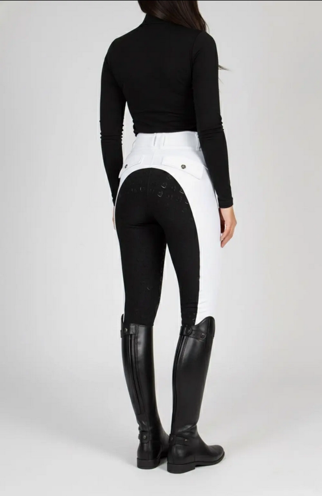 Breeches Bare Equestrian Sculpt Hybrid White/black Ladies [:xs]