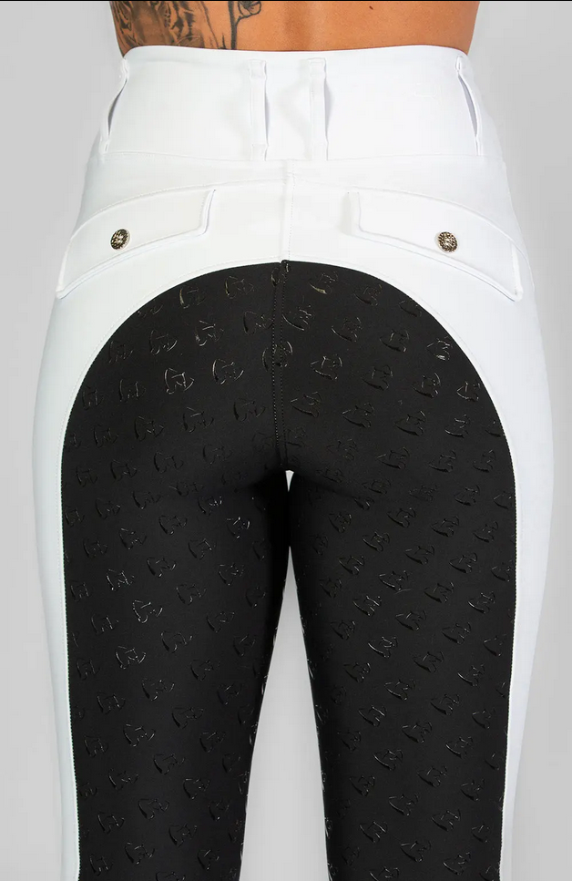Breeches Bare Equestrian Sculpt Hybrid White/black Ladies [:xs]