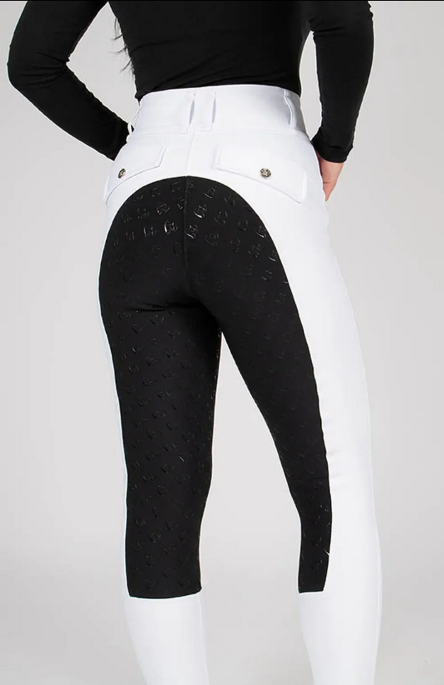 Breeches Bare Equestrian Sculpt Hybrid White/black Ladies [:xs]