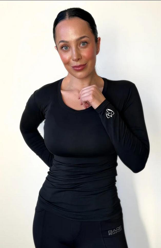 Tee Shirt Bare Equestrian Active Long Sleeve Black Ladies [:xs]