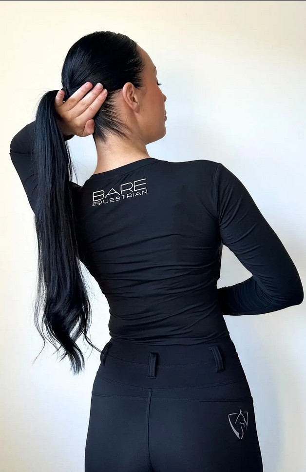 Tee Shirt Bare Equestrian Active Long Sleeve Black Ladies [:xs]
