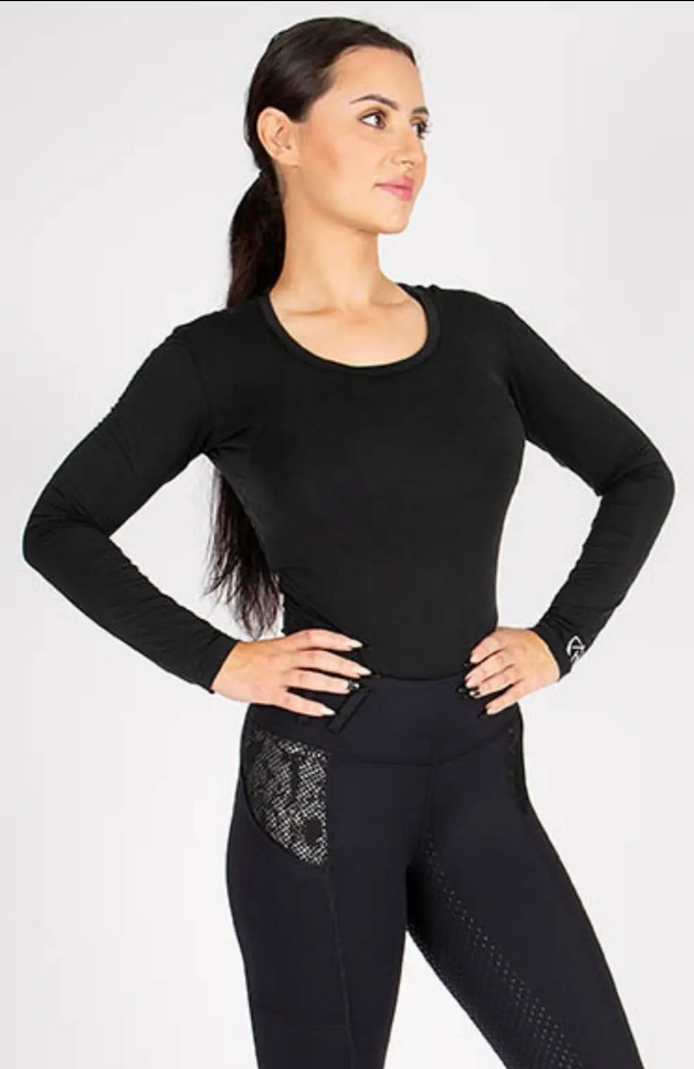 Tee Shirt Bare Equestrian Active Long Sleeve Black Ladies [:xs]