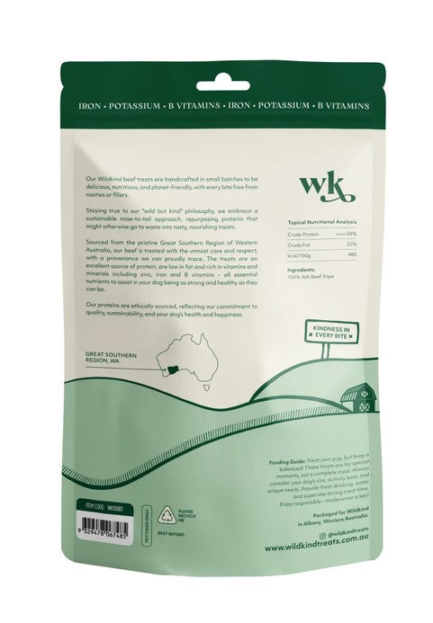 Wildkind Dog Treat Great Southern Beef Tripe 100gm