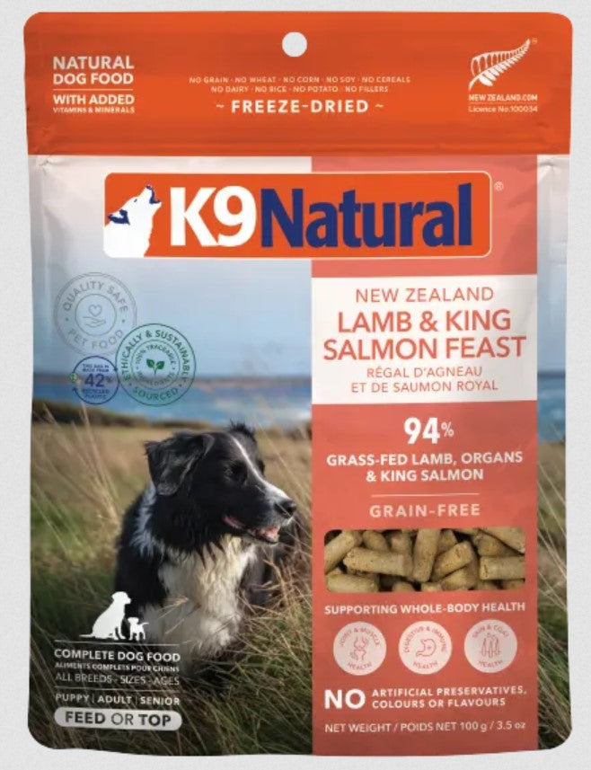K9 Natural Dog Food Grainfree Freeze Dried New Zealand Lamb & Salmon Feast 100gm