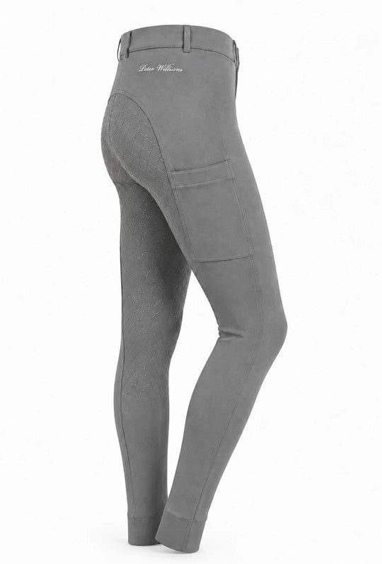Jodhpurs Peter Williams Gel Seat Pull On Phone Pocket Ladies Grey [:08]