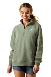 Sweatshirt Ariat Foundation Logo 1/2 Zip S26 Sea Spray Ladies [:small]