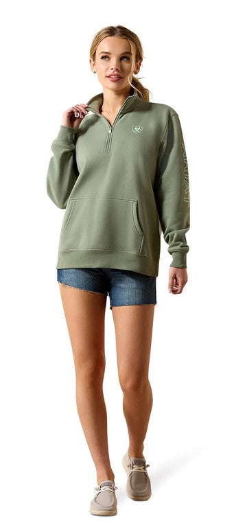 Sweatshirt Ariat Foundation Logo 1/2 Zip S26 Sea Spray Ladies [:small]