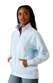 Sweatshirt Ariat Foundation Logo 1/2 Zip S26 Nantucket Breeze Ladies [:small]