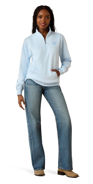 Sweatshirt Ariat Foundation Logo 1/2 Zip S26 Nantucket Breeze Ladies [:small]