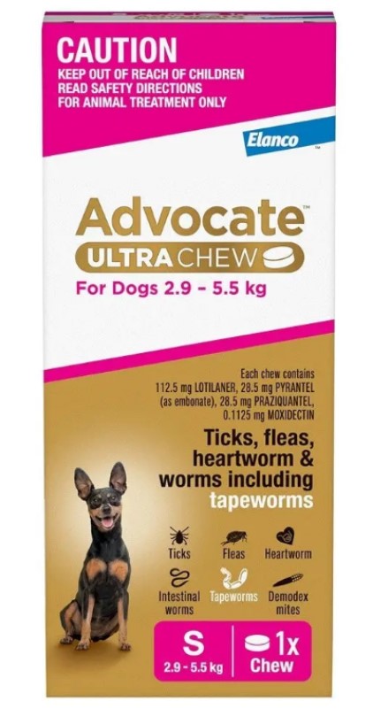 Advocate Dog Ultra Chew 2.9kg-5.5kg Pink Small 1 Pack