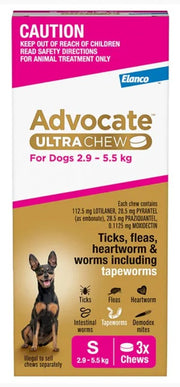 Advocate Dog Ultra Chew 2.9kg-5.5kg Pink Small 3 Pack