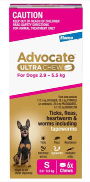 Advocate Dog Ultra Chew 2.9kg-5.5kg Pink Small 6 Pack
