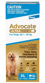 Advocate Dog Ultra Chew 22.1kg-45kg Blue Xl 6 Pack
