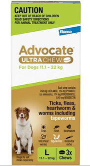 Advocate Dog Ultra Chew 11.1kg-22kg Green Large 3 Pack