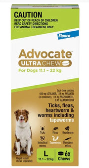 Advocate Dog Ultra Chew 11.1kg-22kg Green Large 6 Pack