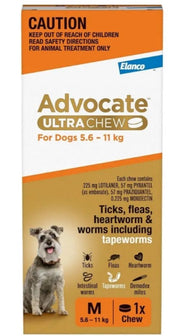 Advocate Dog Ultra Chew 5.6kg-11kg Orange Medium 1 Pack