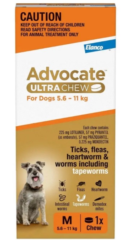 Advocate Dog Ultra Chew 5.6kg-11kg Orange Medium 1 Pack