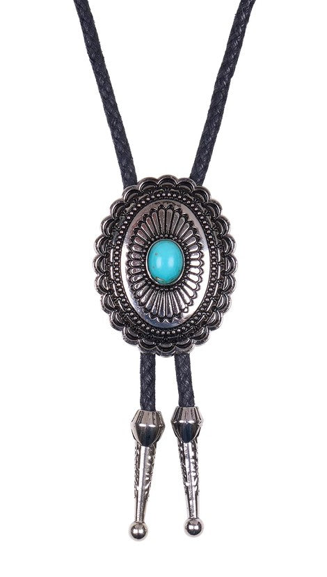 Bolo Tie Pure Western Silver Turquoise Stone