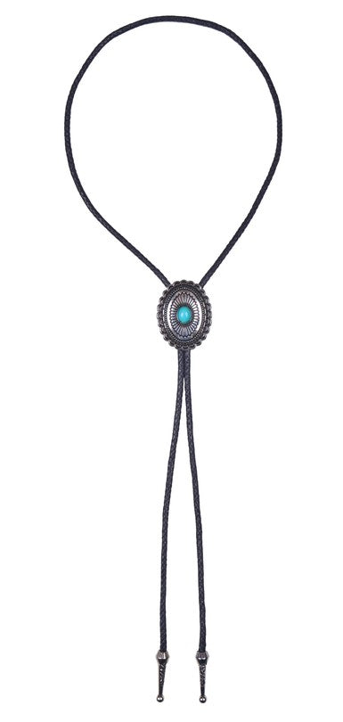 Bolo Tie Pure Western Silver Turquoise Stone