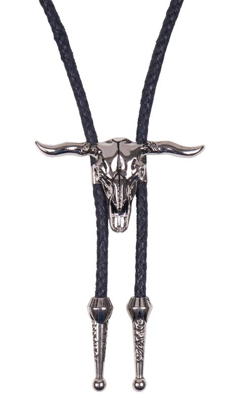 Bolo Tie Pure Western Silver Steerhead