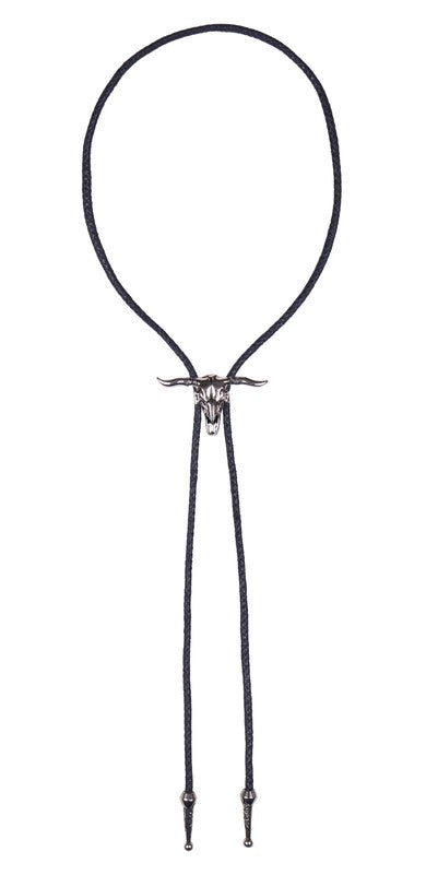 Bolo Tie Pure Western Silver Steerhead
