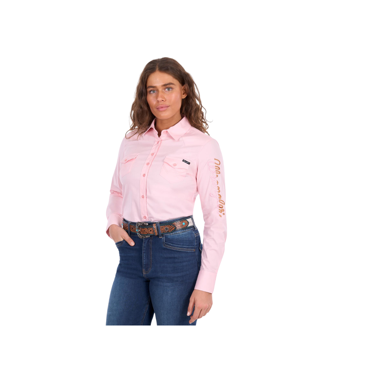Shirt Wrangler Hazel Logo Long Sleeve Blush Ladies [:08]