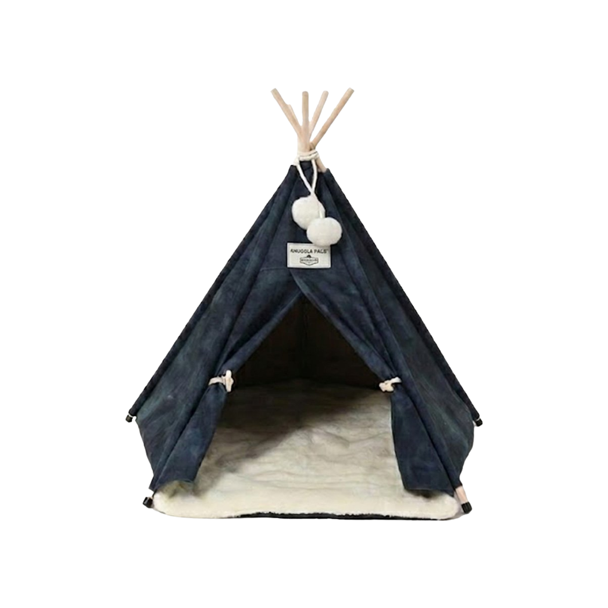 Cat Bed Snuggle Teepee 80cm X 80cm X 75cm Washed Blue