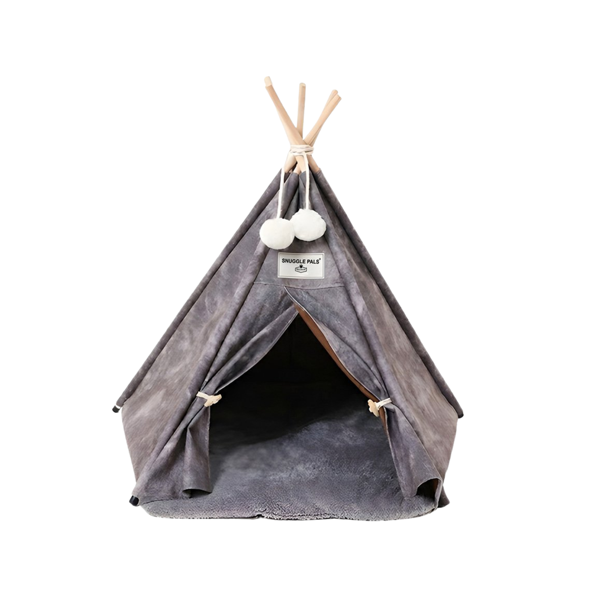Cat Bed Snuggle Teepee 80cm X 80cm X 75cm Washed Grey