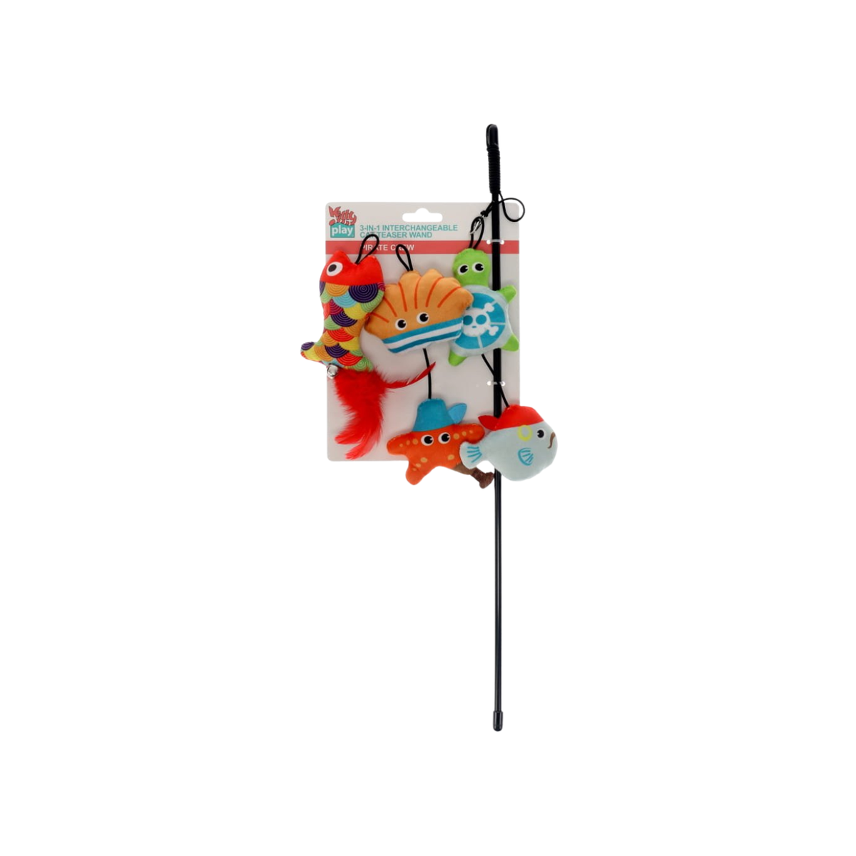 Cat Toy Wand Interchangeable 3 In 1 Teaser Pirate Crew