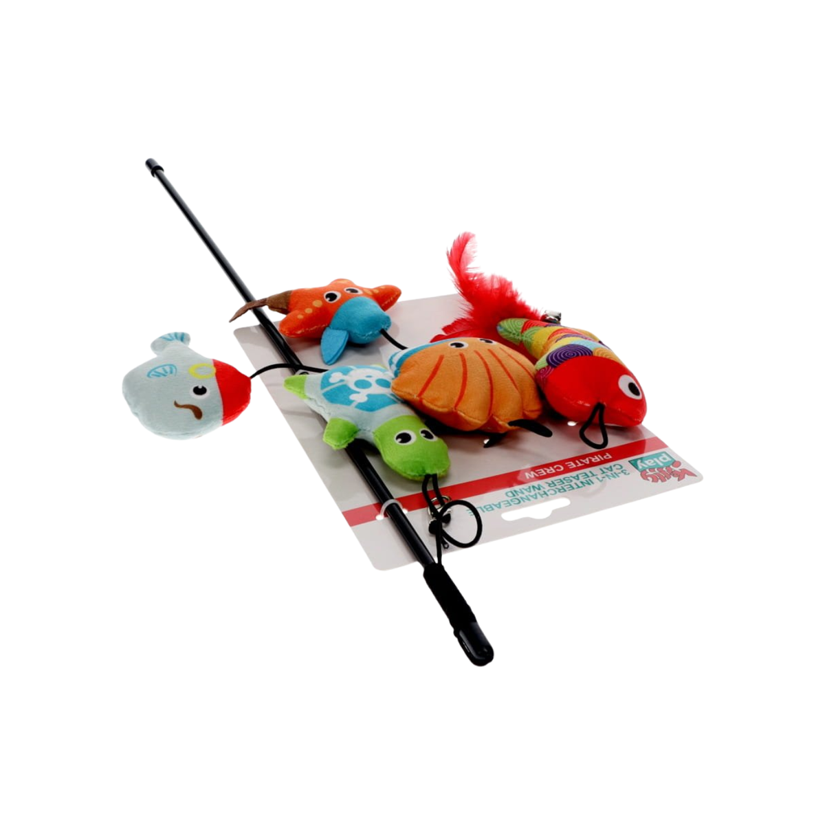 Cat Toy Wand Interchangeable 3 In 1 Teaser Pirate Crew