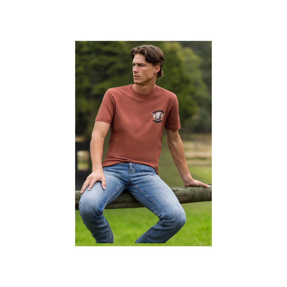 Tee Shirt Pure Western Joey Short Sleeve S26 Mens Rust [:small]