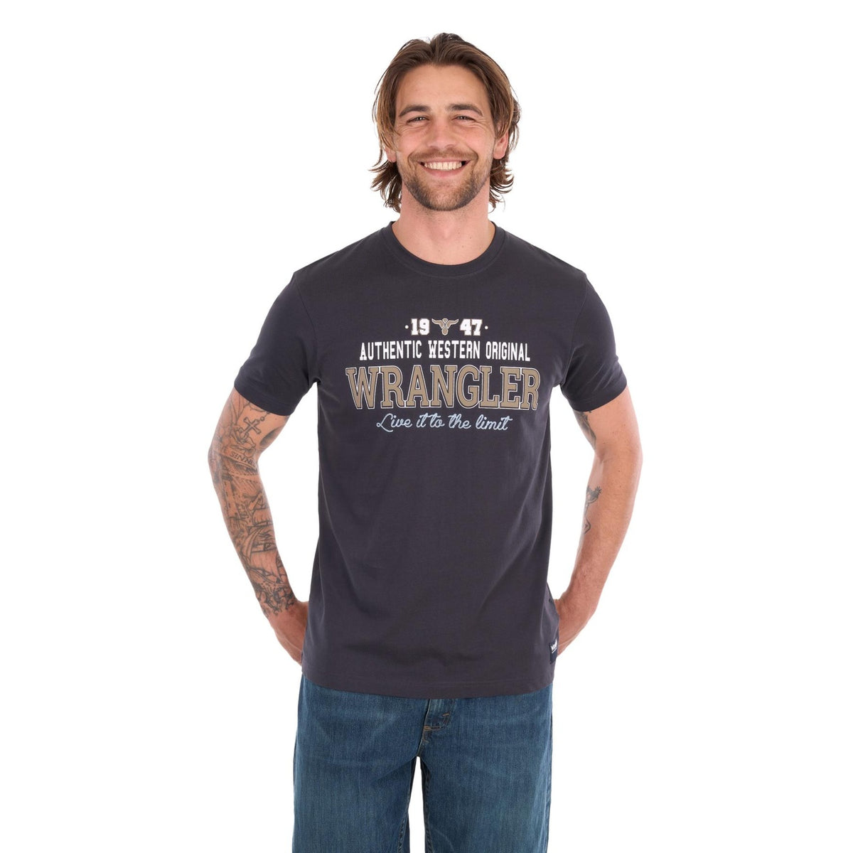Tee Shirt Wrangler Tim Short Sleeve S26 Mens Charcoal [:medium]