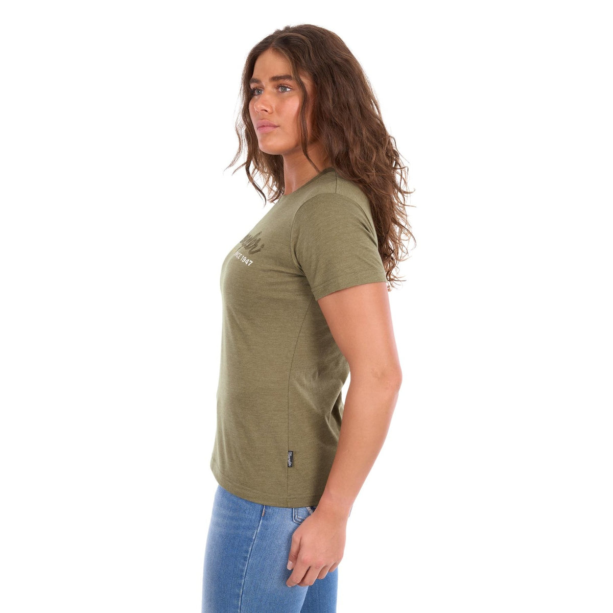 Tee Shirt Wrangler Lucy Short Sleeve S26 Ladies Khaki Marle [:10]
