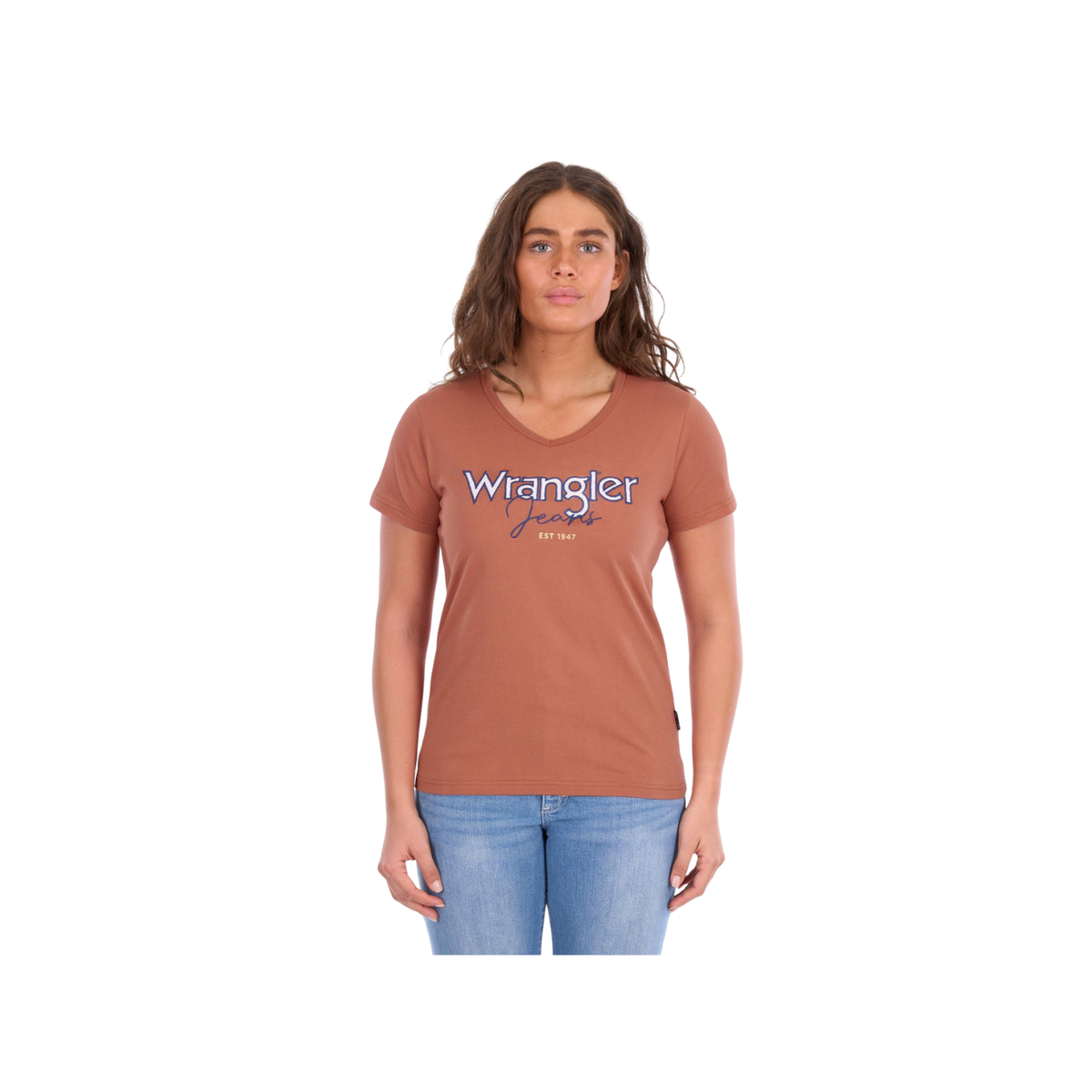 Tee Shirt Wrangler Maya V-nk Short Sleeve S26 Ladies Copper [:12]
