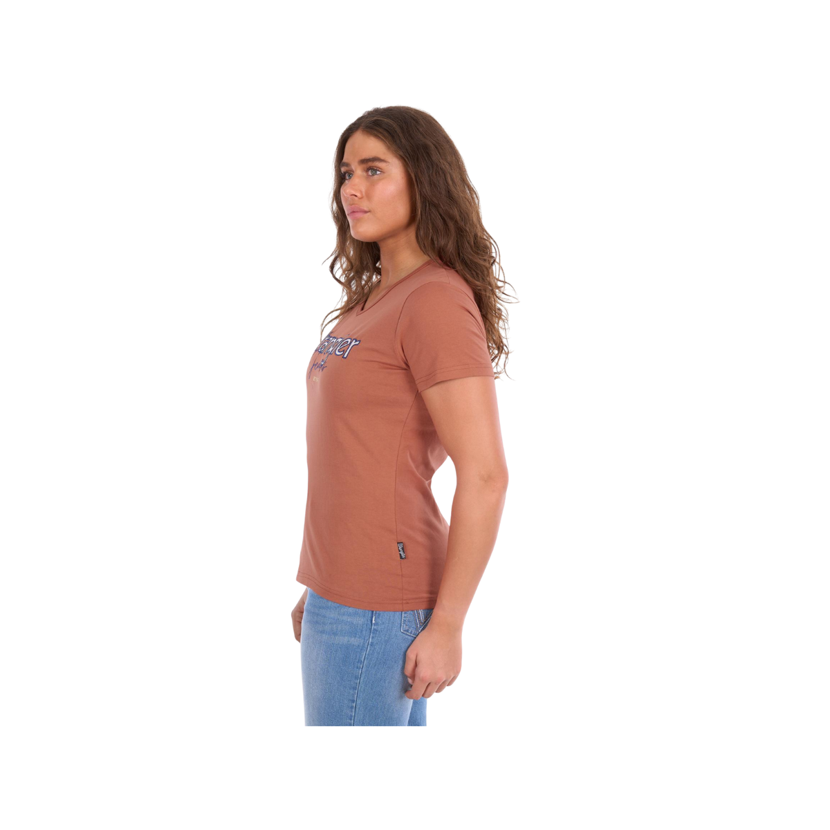 Tee Shirt Wrangler Maya V-nk Short Sleeve S26 Ladies Copper [:12]