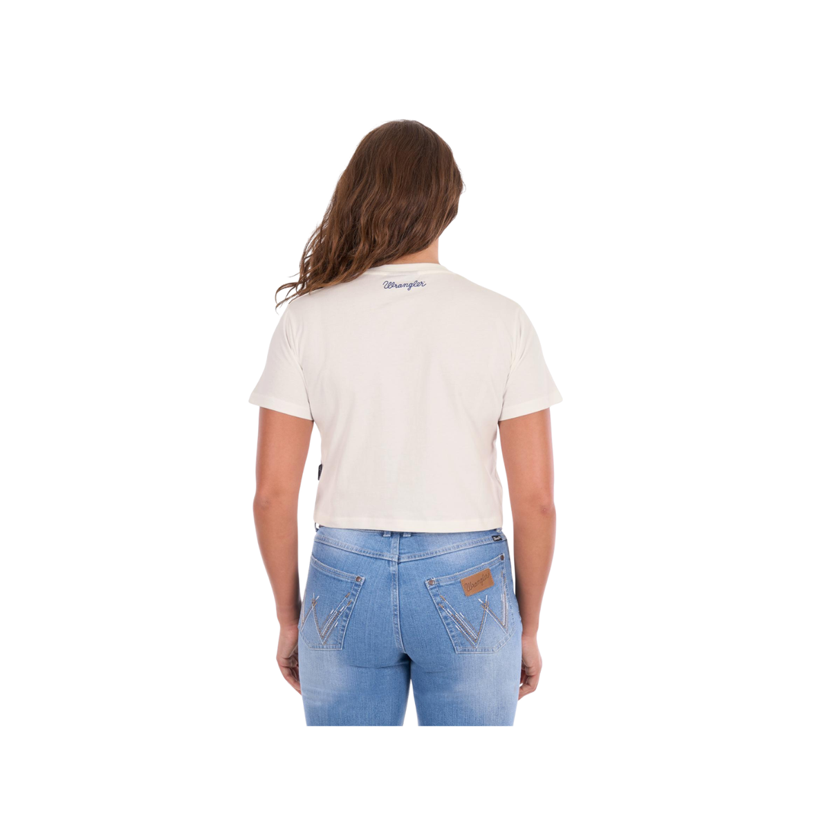 Tee Shirt Wrangler Cindy Crop Short Sleeve S26 Ladies Cream [:8]