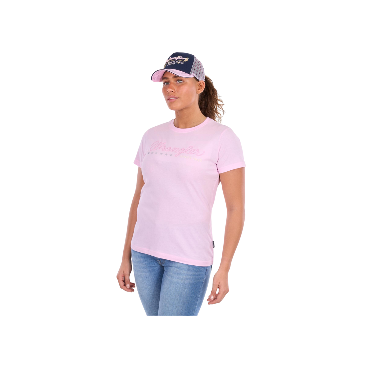 Tee Shirt Wrangler Josie Short Sleeve S26 Ladies White [:10]