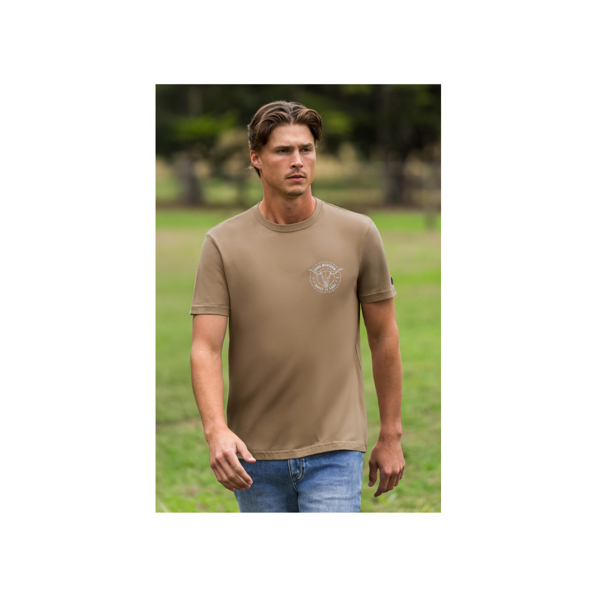 Tee Shirt Pure Western Walker Short Sleeve S26 Mens Sand [:small]