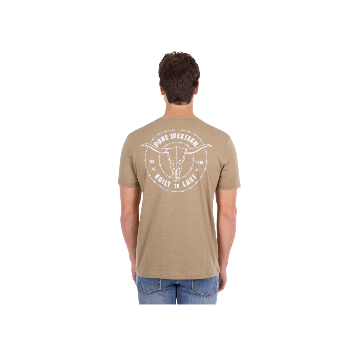 Tee Shirt Pure Western Walker Short Sleeve S26 Mens Sand [:small]