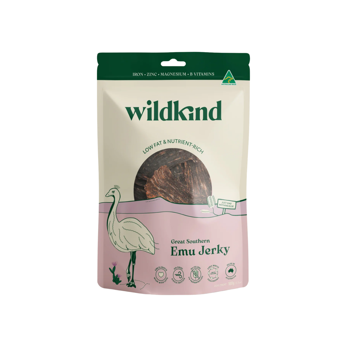 Wildkind Dog Treat Great Southern Emu Jerky 100gm