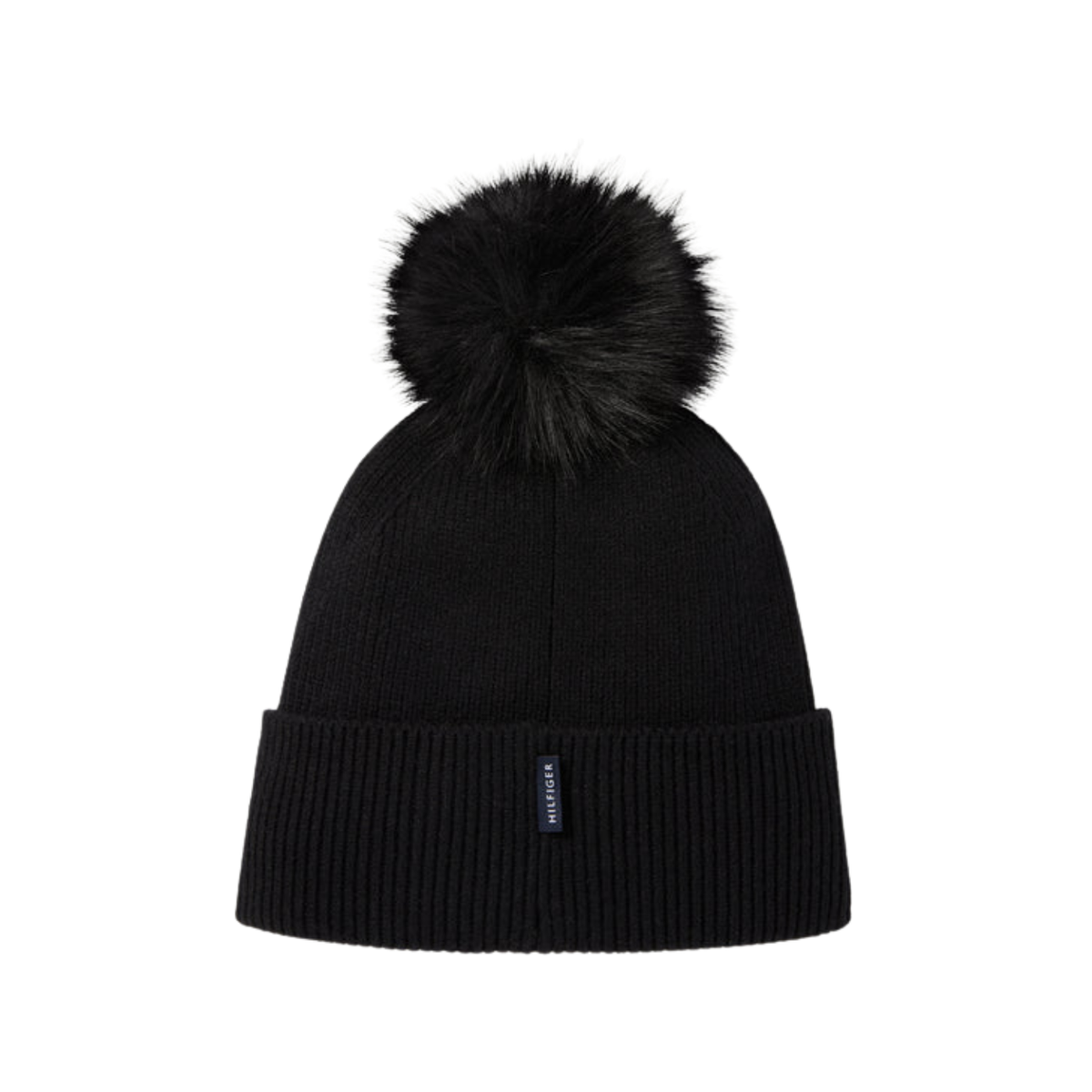 Beanie Tommy Hilfiger Daly Rhinestone Pom Pom Black