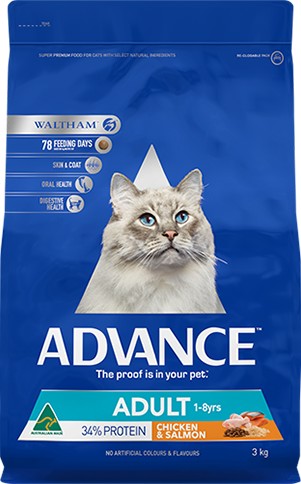 Advance Cat Adult Chicken & Salmon 3kg-Cat Food & Treats-Ascot Saddlery