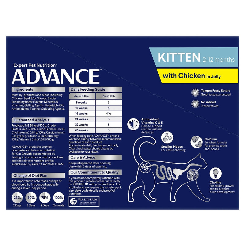 Advance Cat Wet Kitten Chicken Jelly Box Of 12-Cat Food & Treats-Ascot Saddlery