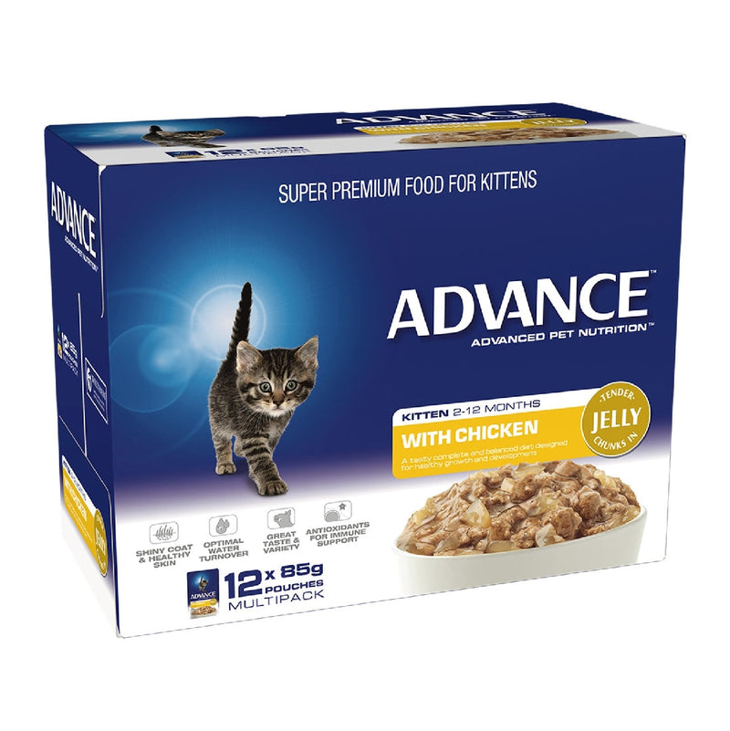 Advance Cat Wet Kitten Chicken Jelly Box Of 12-Cat Food & Treats-Ascot Saddlery