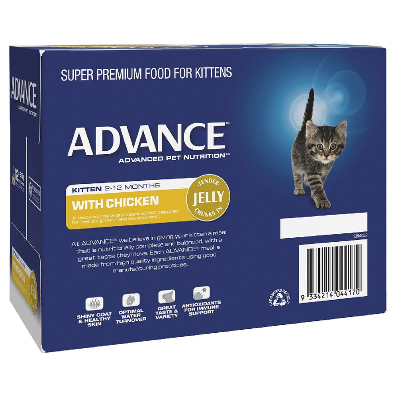 Advance Cat Wet Kitten Chicken Jelly Box Of 12-Cat Food & Treats-Ascot Saddlery