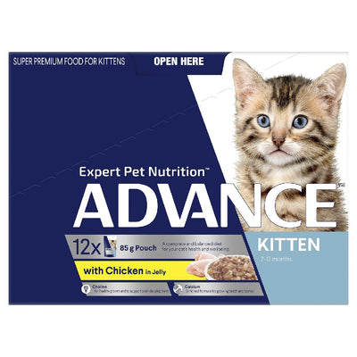 Advance Cat Wet Kitten Chicken Jelly Box Of 12-Cat Food & Treats-Ascot Saddlery
