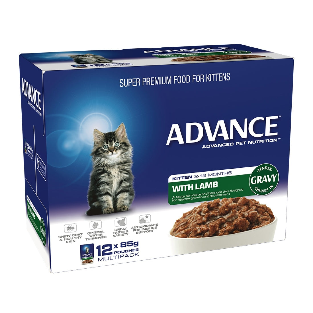 Advance Cat Wet Kitten Lamb Gravy Box Of 12-Cat Food & Treats-Ascot Saddlery