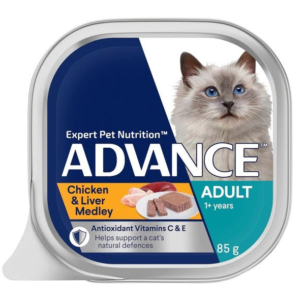 Advance Cat Wet Tray Chicken & Liver Medley 7 X 85gm-Cat Food & Treats-Ascot Saddlery