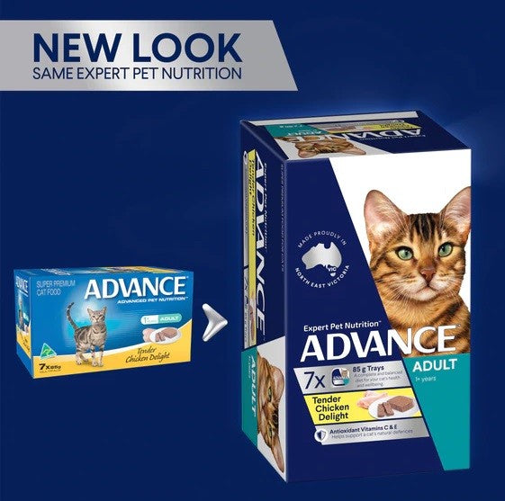 Advance Cat Wet Tray Tender Chicken Delight 7 X 85gm-Cat Food & Treats-Ascot Saddlery