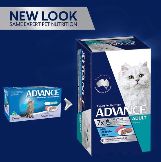 Advance Cat Wet Tray With Delicate Tuna 7 X 85gm-Cat Food & Treats-Ascot Saddlery